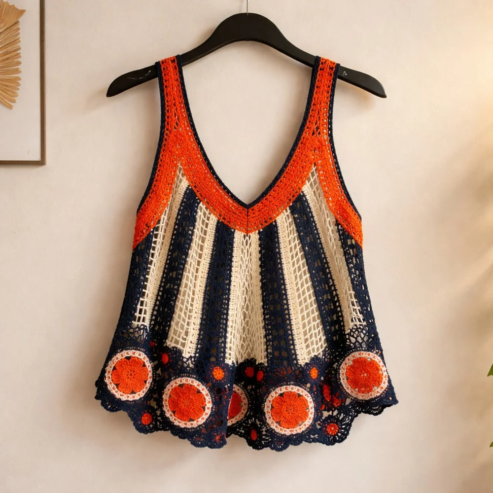 0084 POL ONE Crocheted Tank Top NWT - Picture 2 of 6